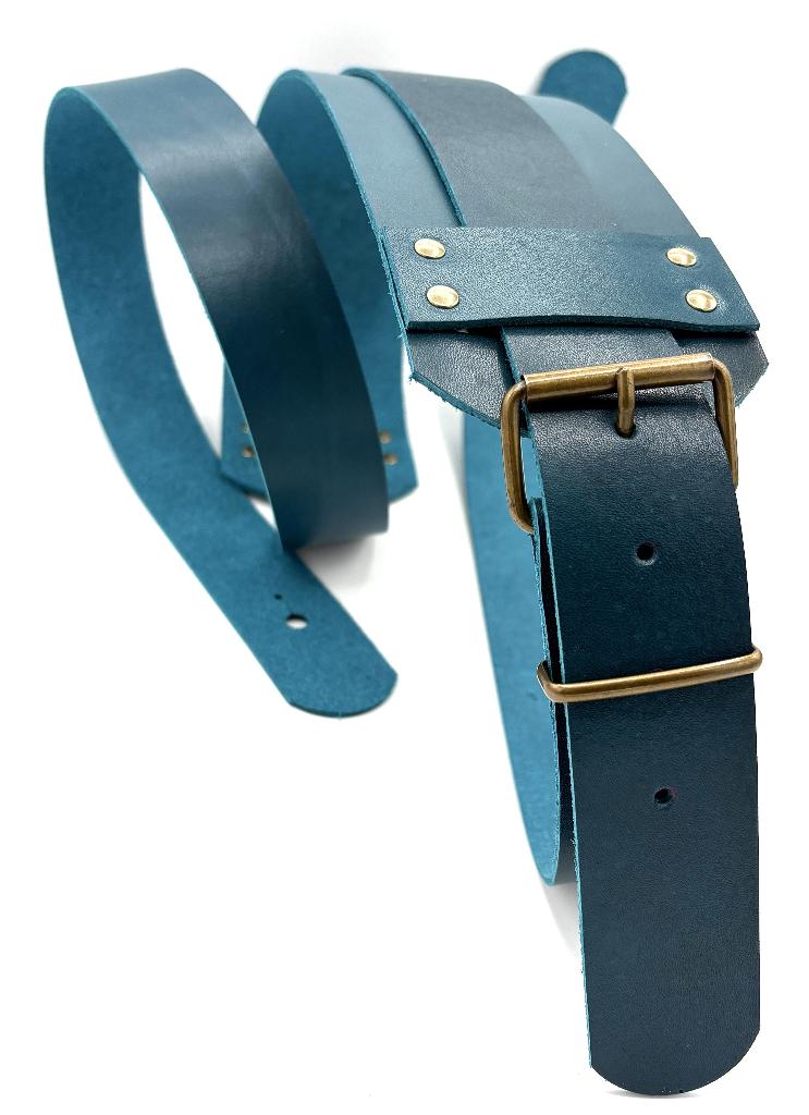 Gitaarband leer zeegroen 118-162 cm lang GBLeer022i, Verzenden, Nieuw, Elektrische gitaar