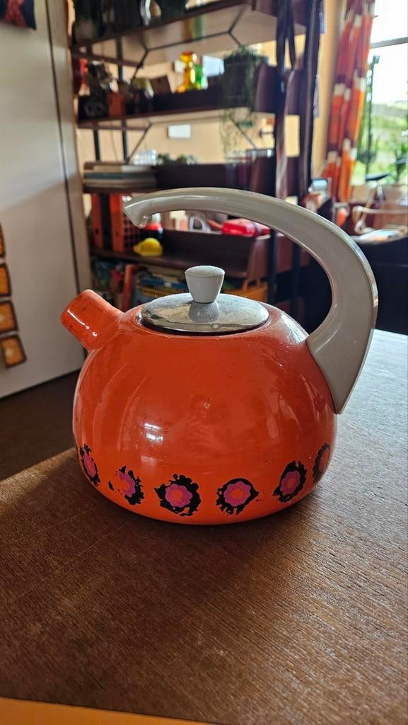 Fluitketel Brabantia, oranje, vintage, 70s, Ophalen of Verzenden