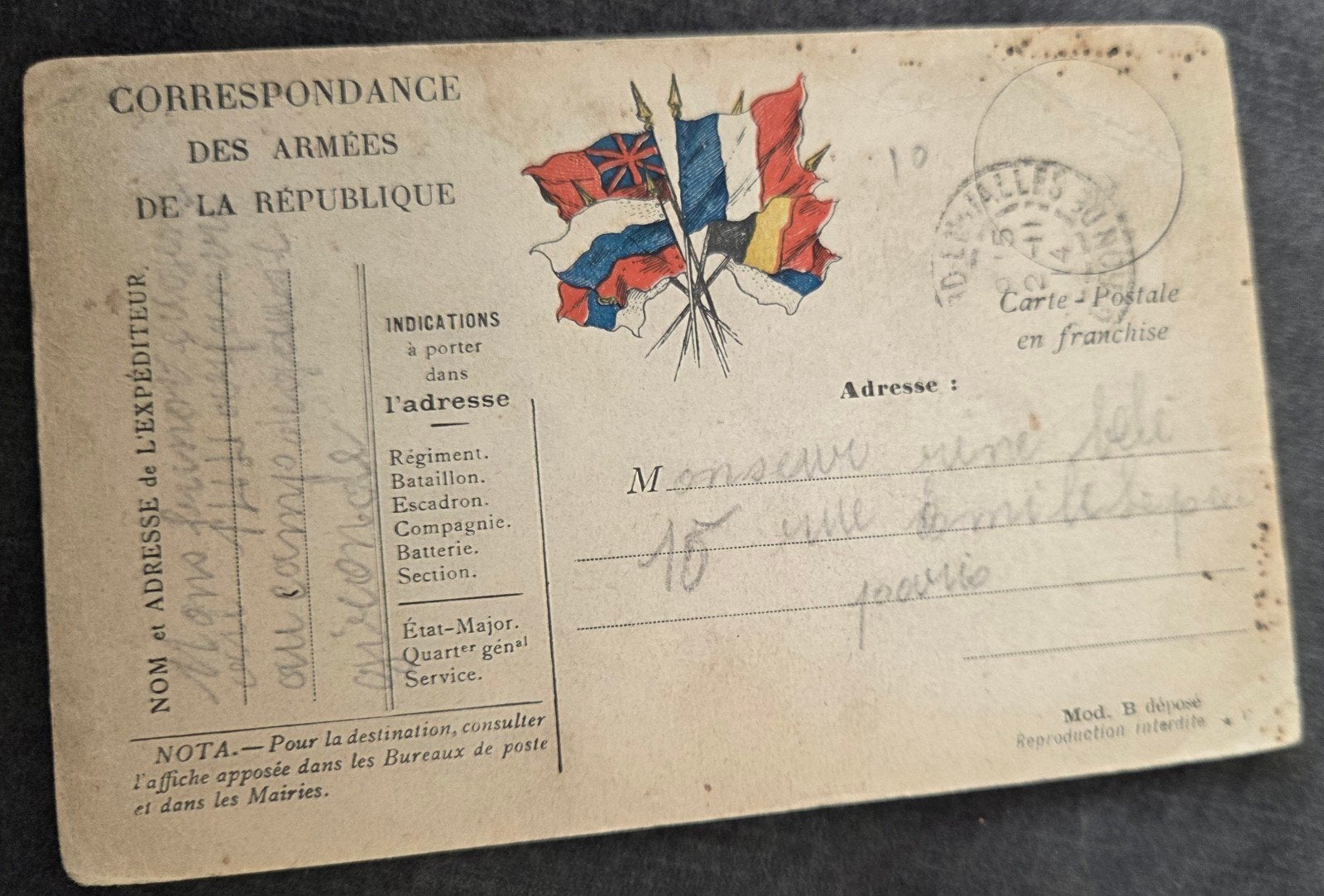 Oorlogspostkaart WOI, Verzenden, Voor 1920, Gelopen, Politiek en Historie