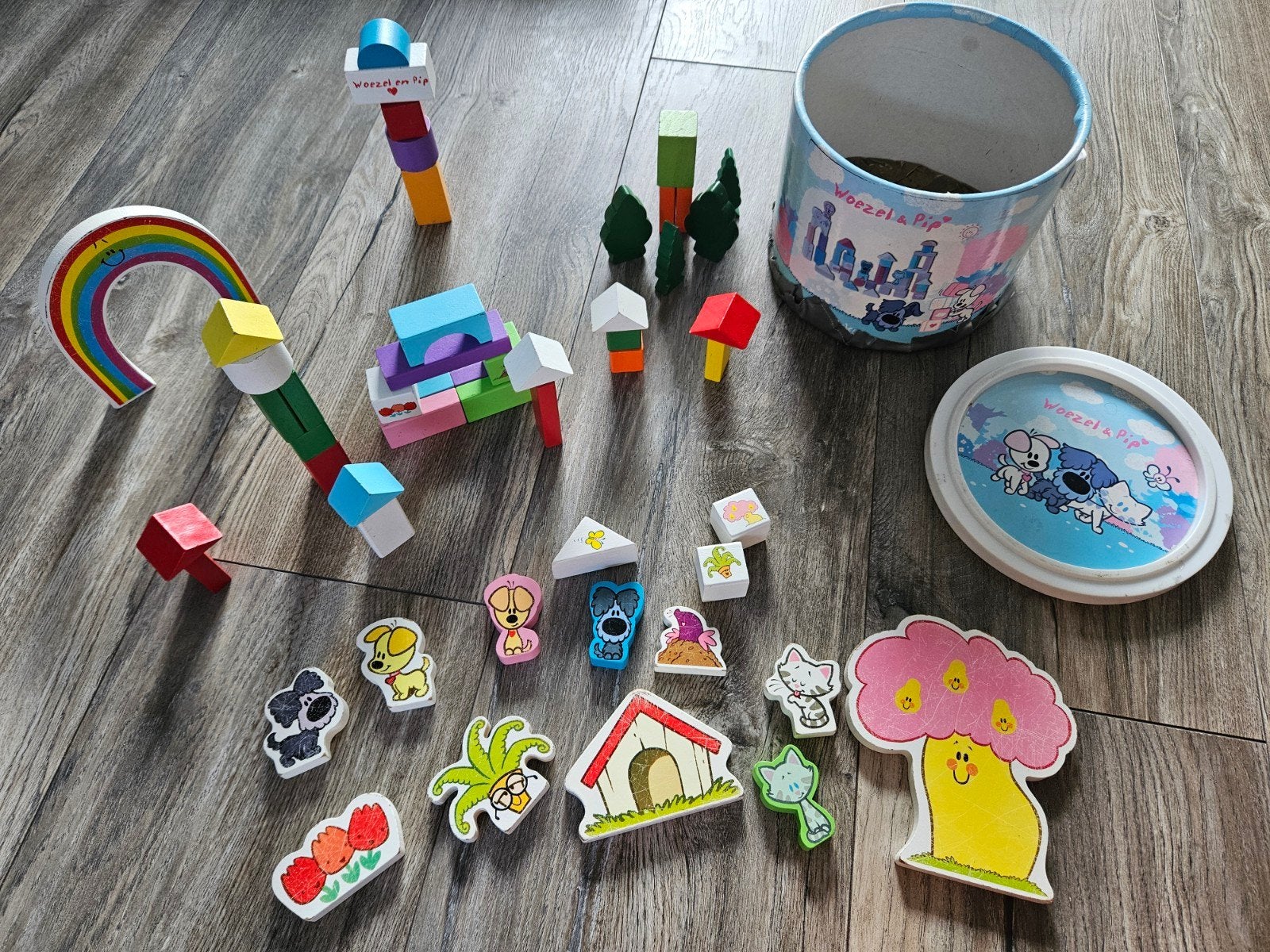Woezel & Pip Houten Blokken en Figuren Speelset 50+ stuks, Ophalen of Verzenden, Gebruikt, Overige merken