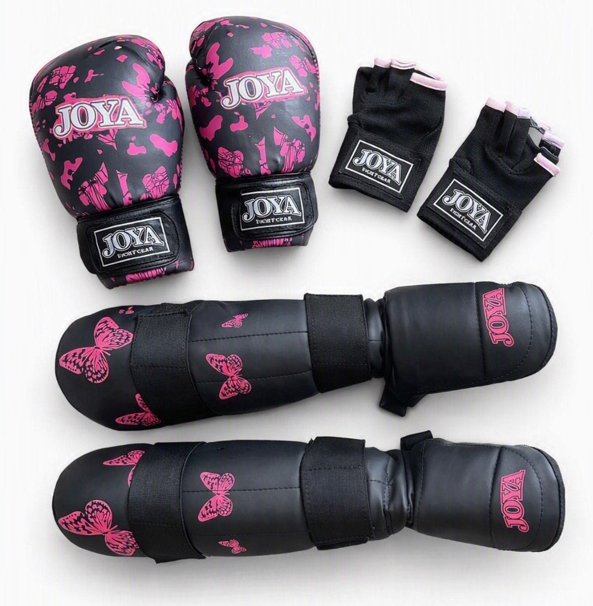 Joya Kinder Kickboks Set - Handschoenen, Scheenbeschermers, Gebruikt, Overige, Maat XS of kleiner, Vechtsportbescherming