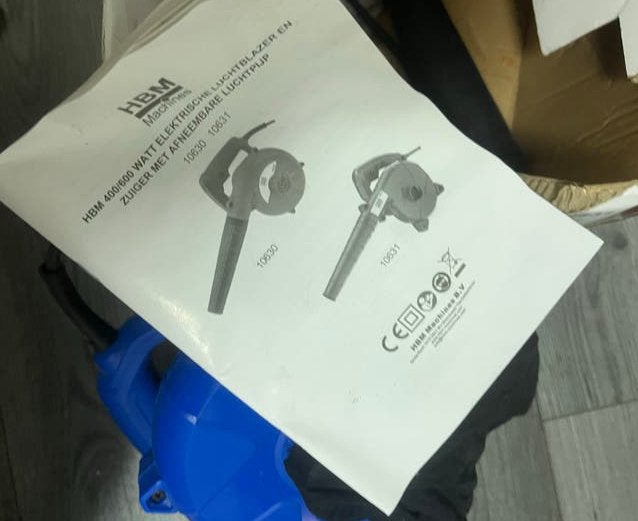HBM 600W Elektrische Luchtblazer en Zuiger, Tuin en Terras, Ophalen, Met zuigfunctie, Handgedragen, Zo goed als nieuw