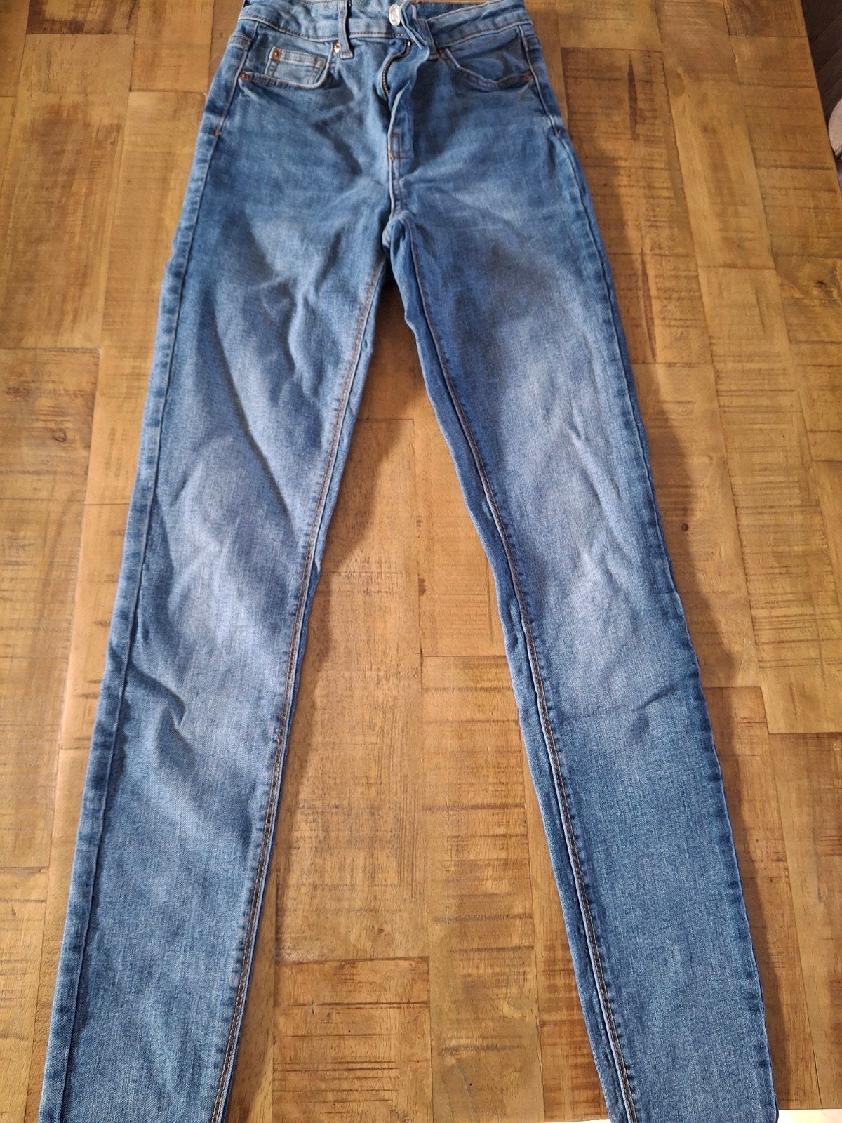 Denim co skinny jeans spijkerbroek in goede staat maat 34., Ophalen of Verzenden, Gedragen, Blauw