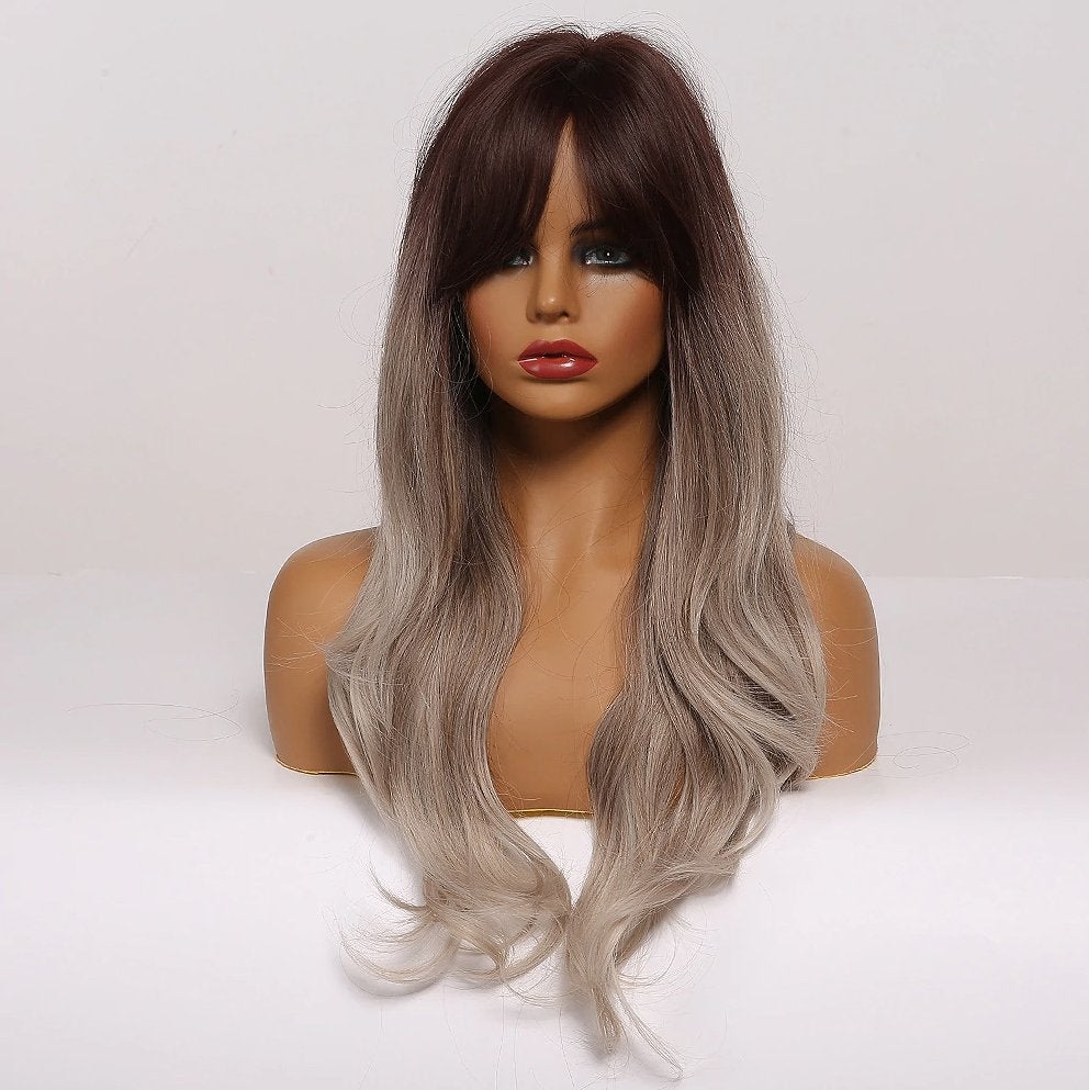 Blonde Bruine Ombre Lange Pruik Met Grote Slag Haar Vrouwen, Verzenden, Nieuw, Pruik of Haarverlenging
