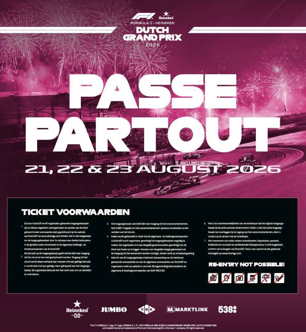 Eastside I zandvoort F1 passe partout vr/za/zo, Twee personen
