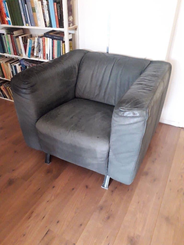 Fauteuil c.q. "luie stoel" nubikleer, nachtblauw, Huis en Inrichting, Fauteuils, Ophalen, Gebruikt, 75 tot 100 cm, Tsja, "bommelstoel" - "luie stoel" - enzovoorts etcetera