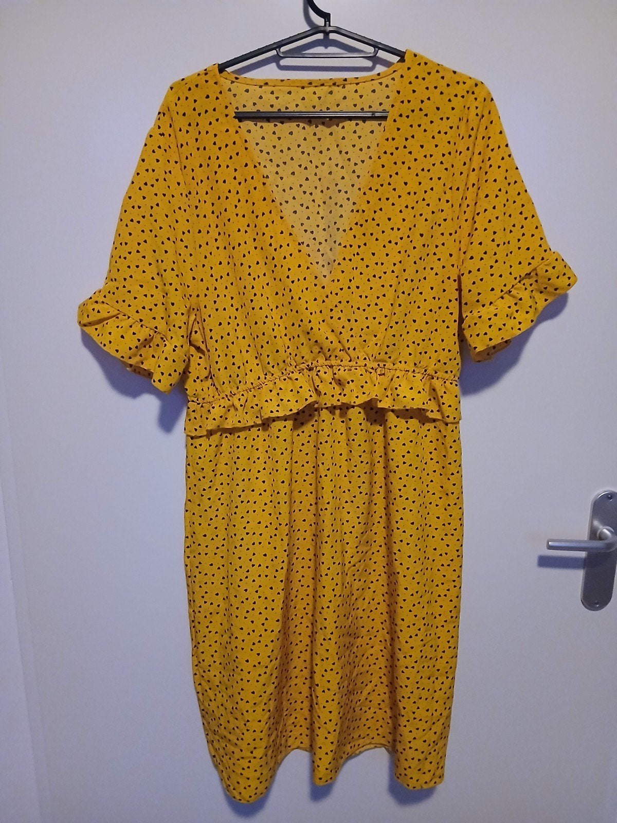 Shein Dames Jurk Maat XL Geel met Hartjesprint, Geel, Maat 46/48 (XL) of groter, Ophalen of Verzenden, Knielengte