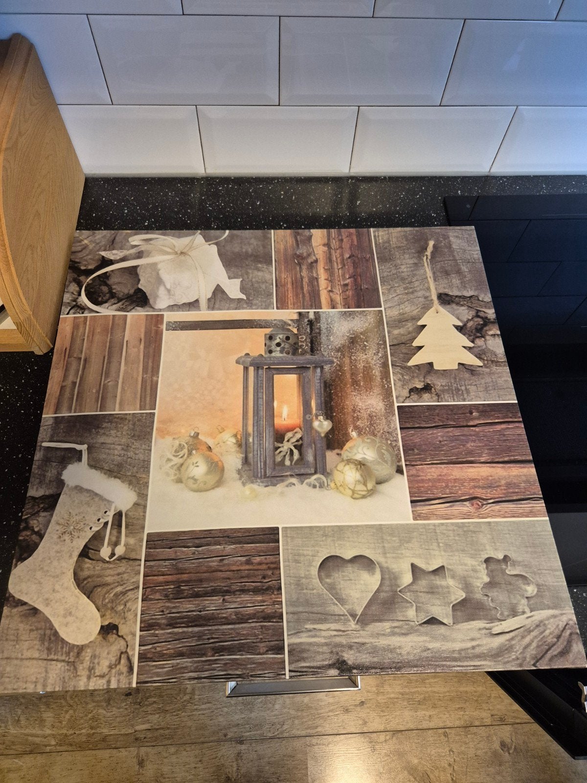 kerst schilderij met verlichting, Ophalen of Verzenden, Gebruikt