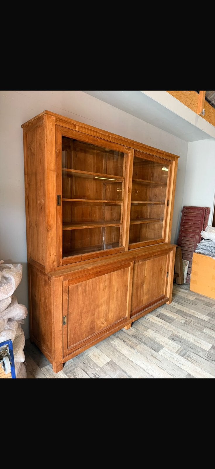 Vitrinekast teakhout, gerecycled teak wand kast buffetkast, Huis en Inrichting, Kasten | Vitrinekasten, Info@scholtens-antiek.nl