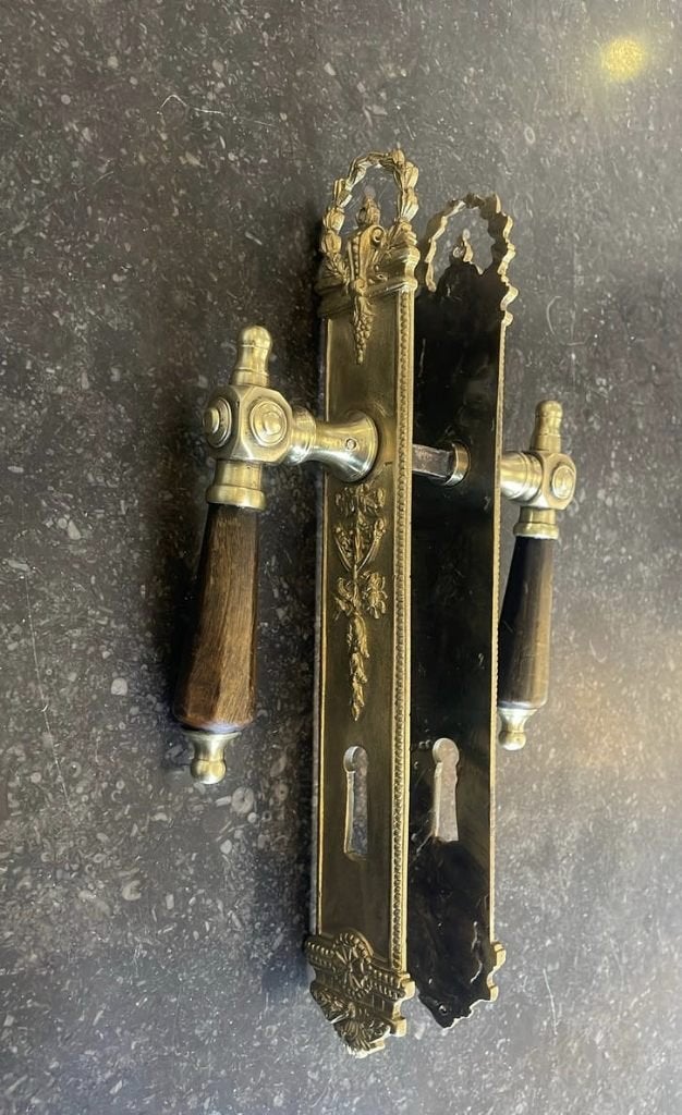 1x Goud Deurklink antiek 1900 Messing Art Nouveau Jugendstil, Ophalen of Verzenden