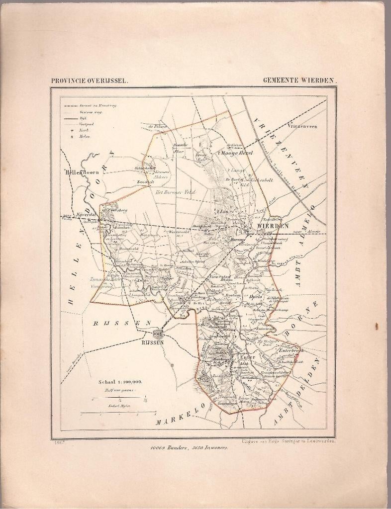 Gemeente Wierden, Kuyper kaartje 1867, Ophalen of Verzenden