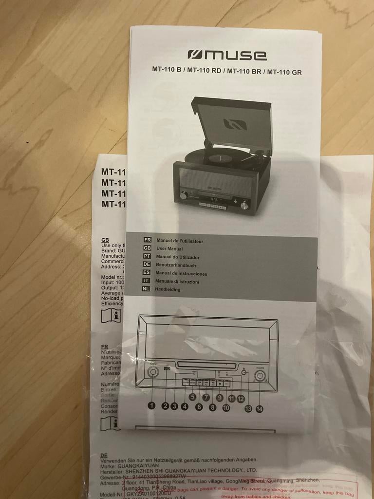 Muse MT-110 Platenspeler met Radio en CD-speler, Ophalen, Nieuw, Platenspeler, Overige merken