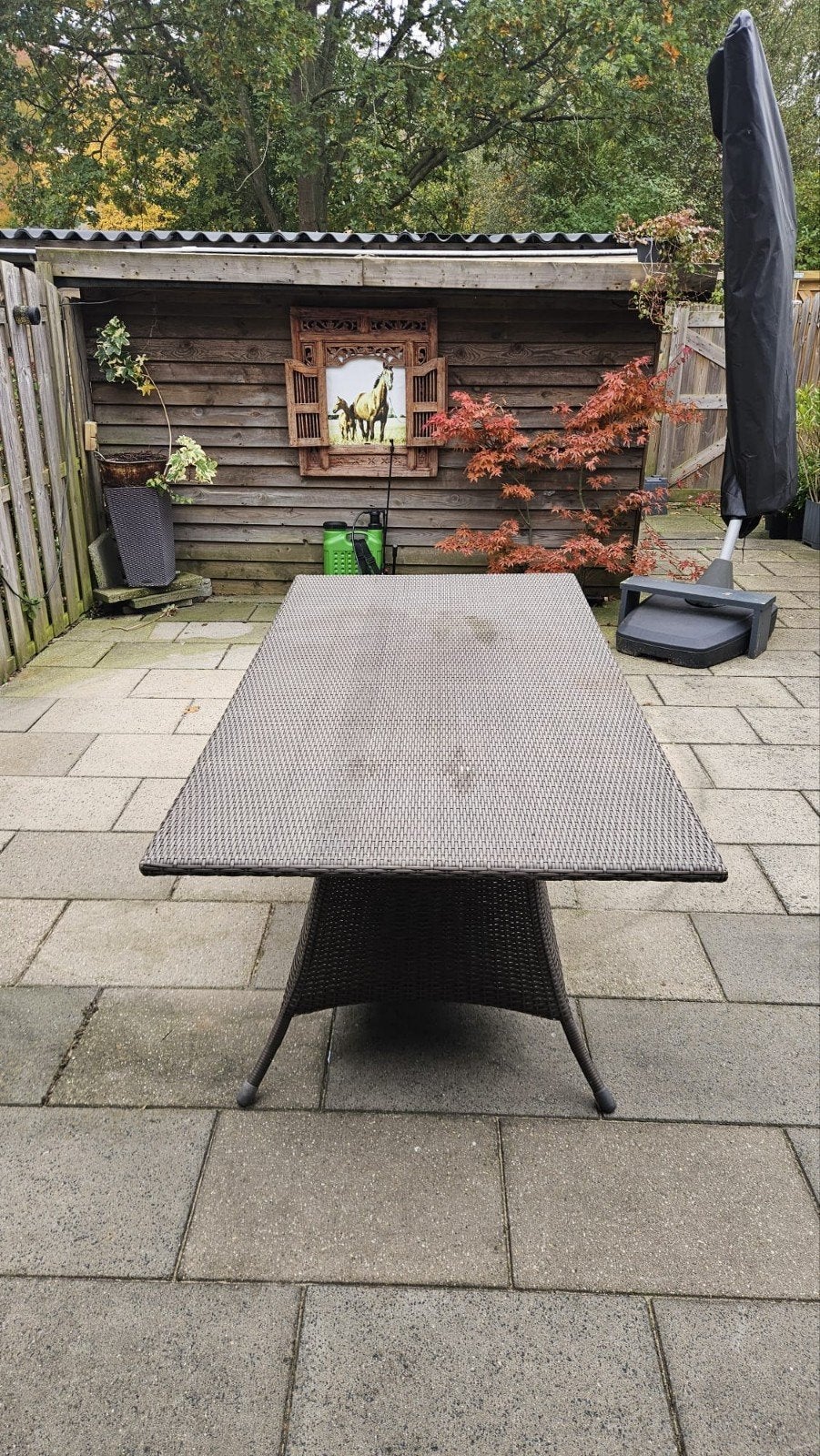 Wicker tuintafel rechthoekig - Gebruikt, Tuin en Terras, Ophalen, Gebruikt, Rechthoekig, Wicker