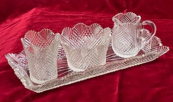 4-dlg ROOMSTEL ONDERBLAD OOK CAKESCHAAL DIAMANT/WAAIER, Antiek en Kunst, Verzenden