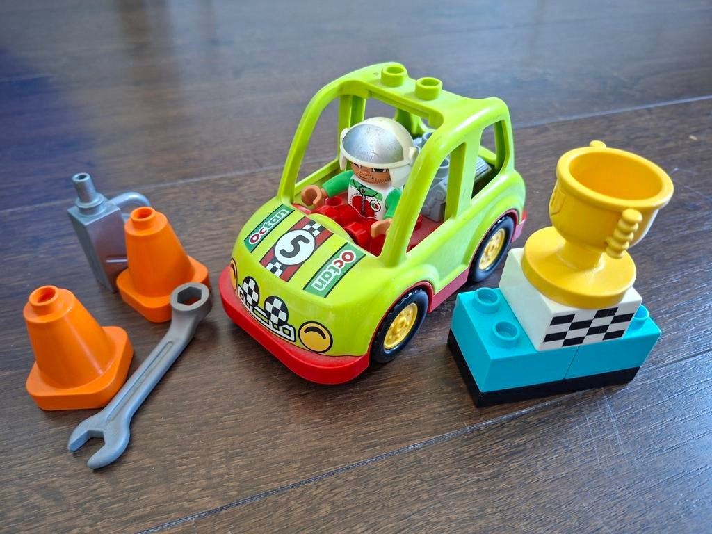 Duplo Racewagen met Coureur en Accessoires, Ophalen of Verzenden