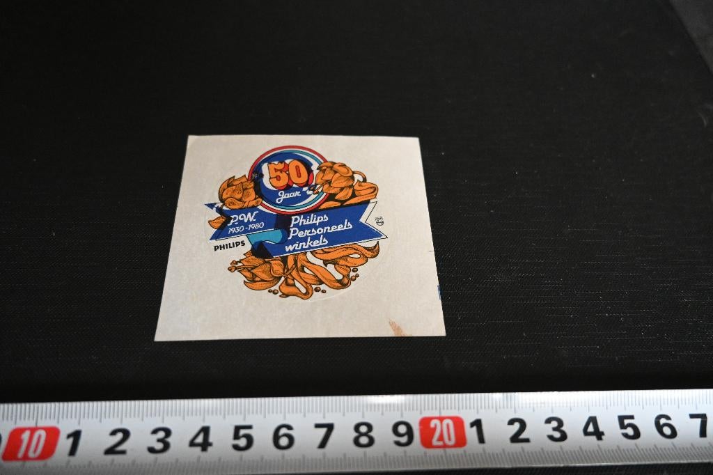 sticker EHV 50 jaar PHILIPS Personeels Winkel 1930-1980, Verzamelen, Stickers, Ophalen, Zo goed als nieuw