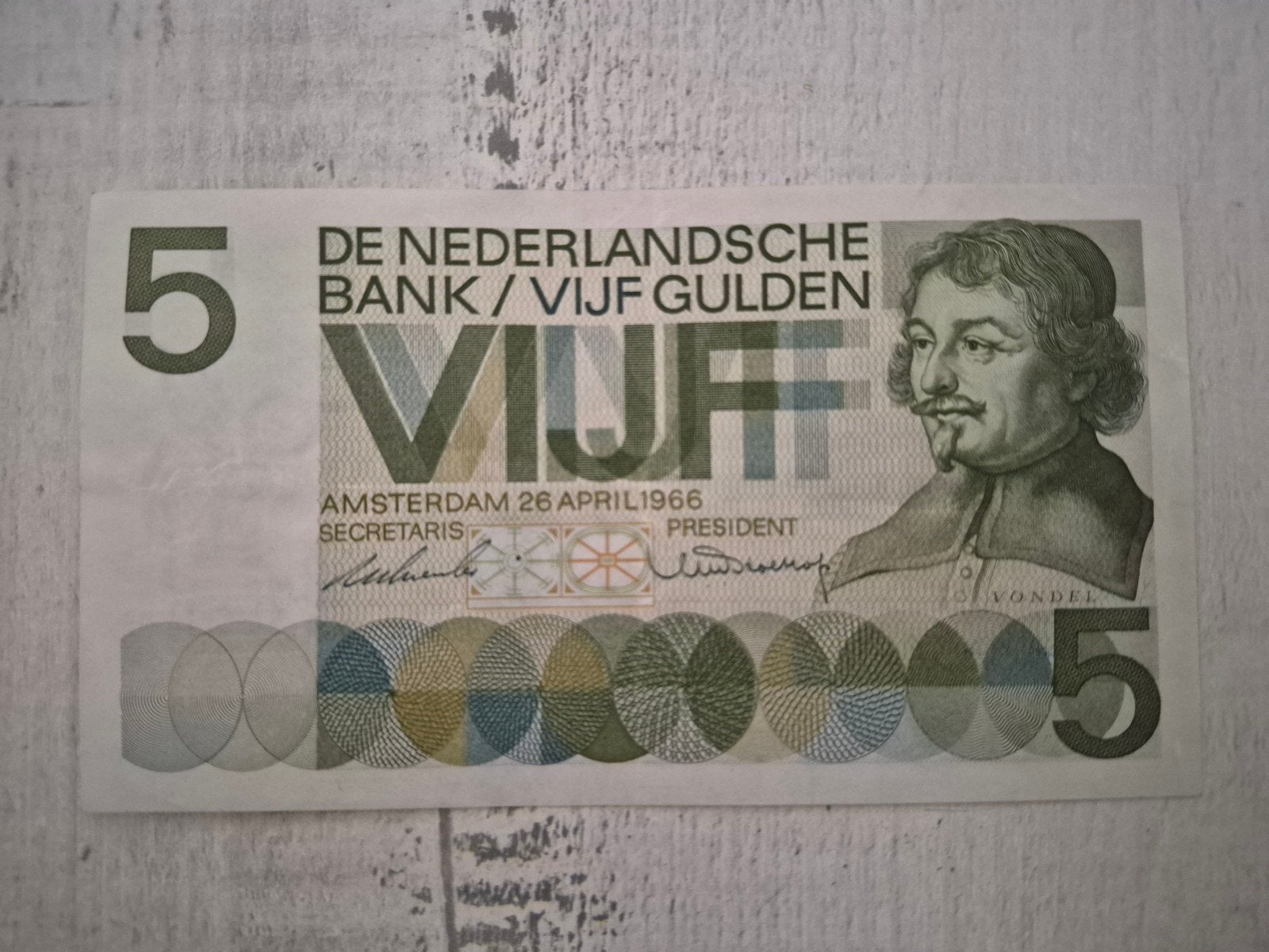 Zeldzaam 5 Gulden biljet uit 1966 - J. van den Vondel, Ophalen of Verzenden, 5 gulden