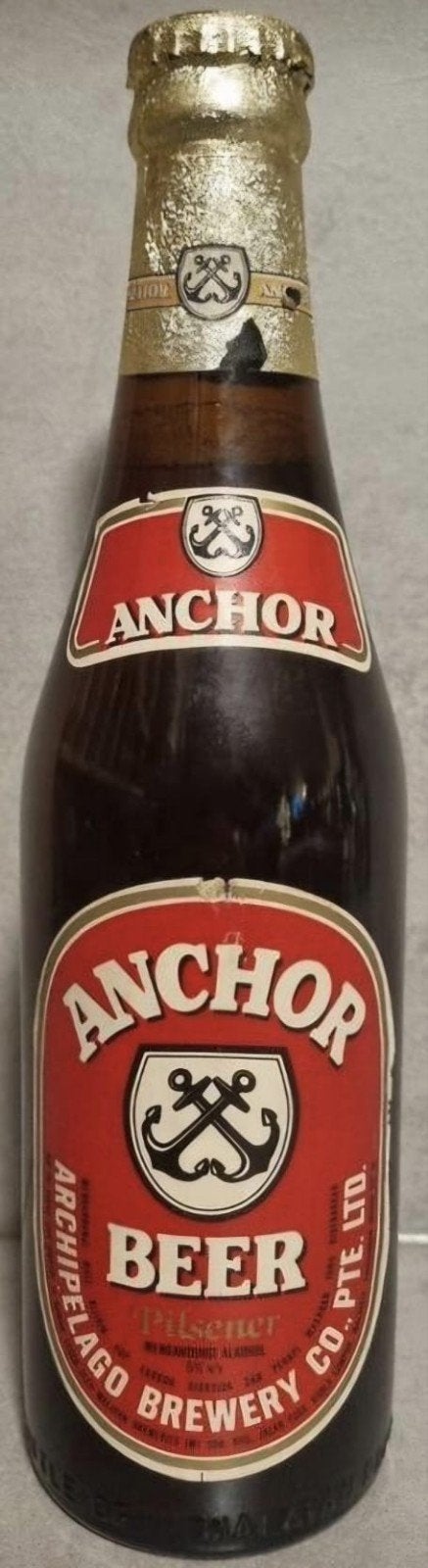 Anchor Beer by Archipelago Brewery, Maleisië, glasjaar '88, Ophalen of Verzenden, Zo goed als nieuw, Flesje(s), Overige merken