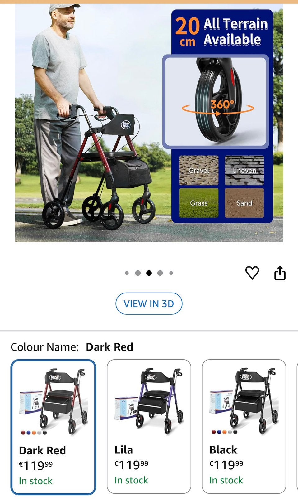 VOCIC Rollator, foldable and light, with seat,, Ophalen of Verzenden, Zo goed als nieuw, 80 kg of meer