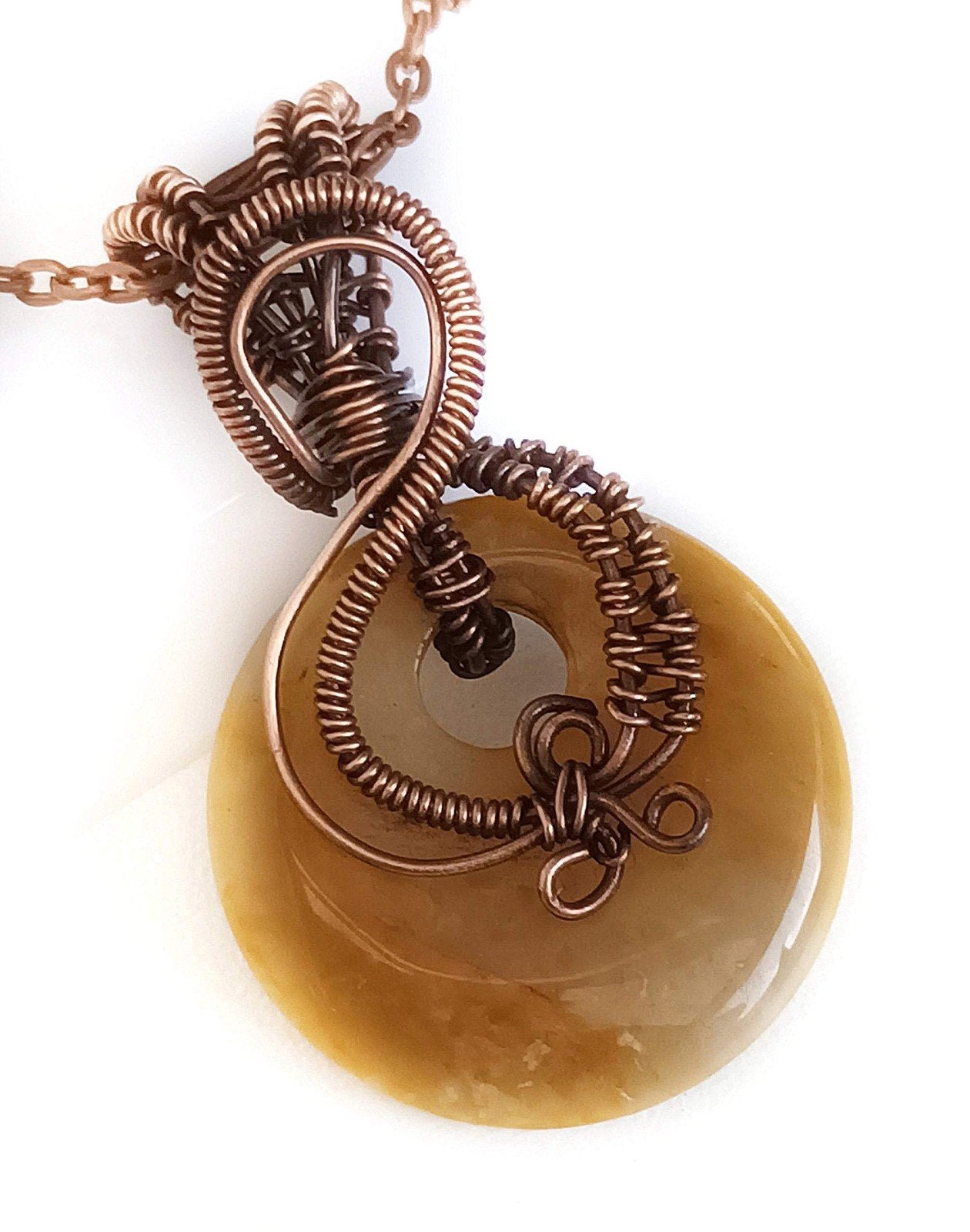 Wire wrapped hanger met jade AANBIEDING, Sieraden, Tassen en Uiterlijk, Edelstenen, Ophalen of Verzenden, Nieuw