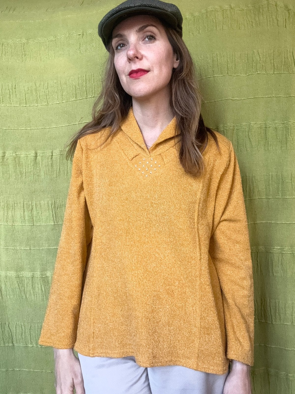 Vintage trui - okergeel - jaren 90/90’s - viscose - M/L, Maat 38/40 (M), Hgv, Ophalen of Verzenden, Gedragen