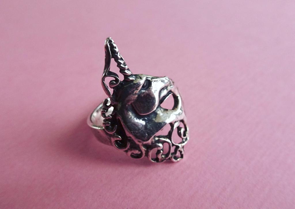 jwg Vintage Art Nouveau stl Eenhoorn unicorn ring zilver, Sieraden, Tassen en Uiterlijk, Antieke sieraden, Verzenden, Zilver, Ring