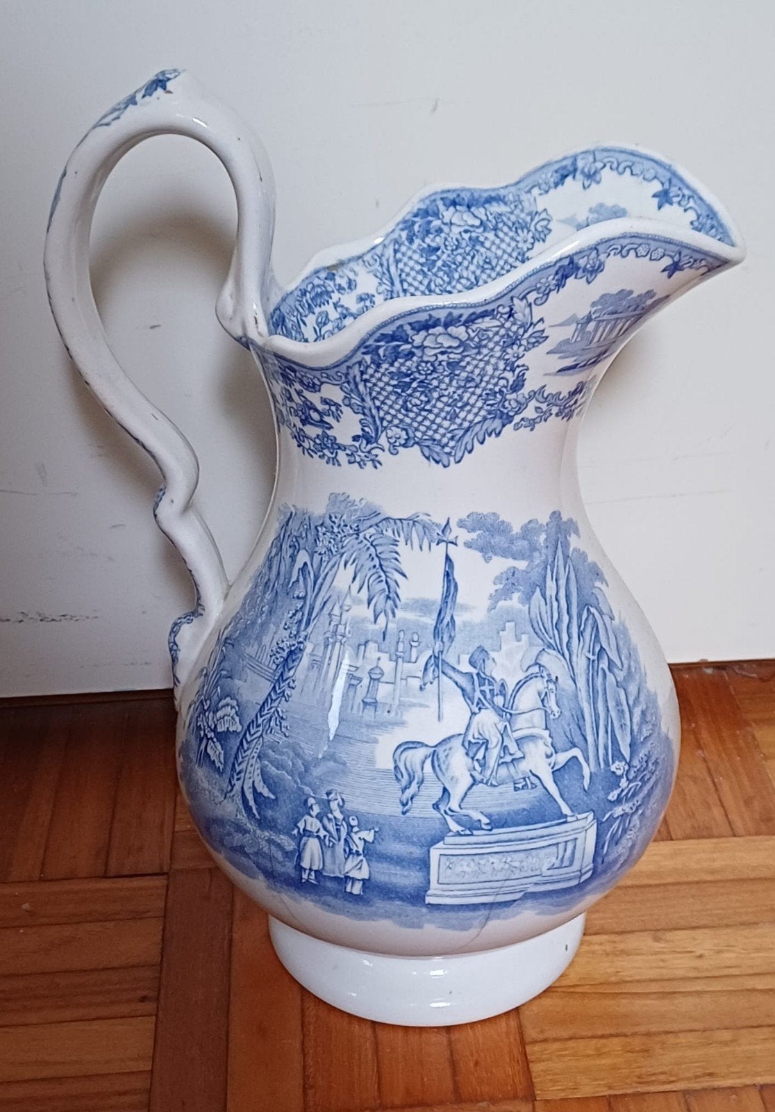 Antieke F. Regout Maastricht 'Orient' kan, blauw-wit decor, Ophalen of Verzenden