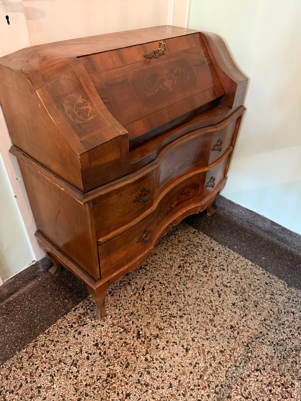 Antieke secretaire met prachtig inlegwerk, Ophalen, Gebruikt, Nvt, Nvt