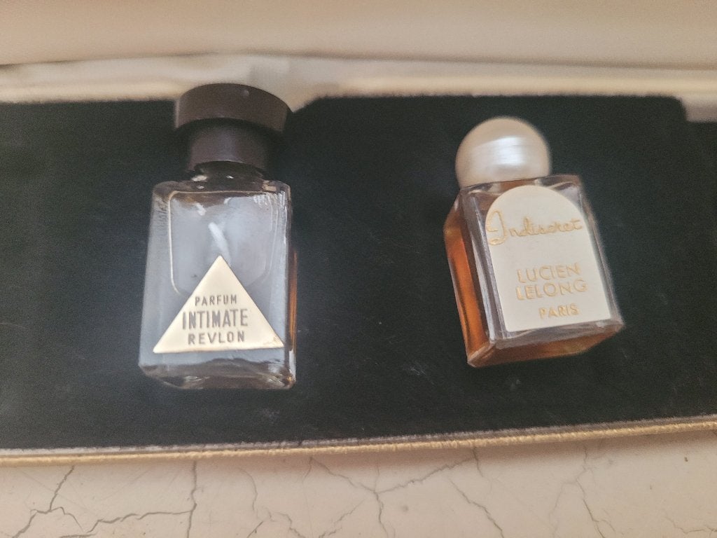 Vintage  miniatuur parfum in bewaar doos, Heikant 21 Kaatsheuvel, Miniatuur, Belle Vieille Brocante, Zo goed als nieuw