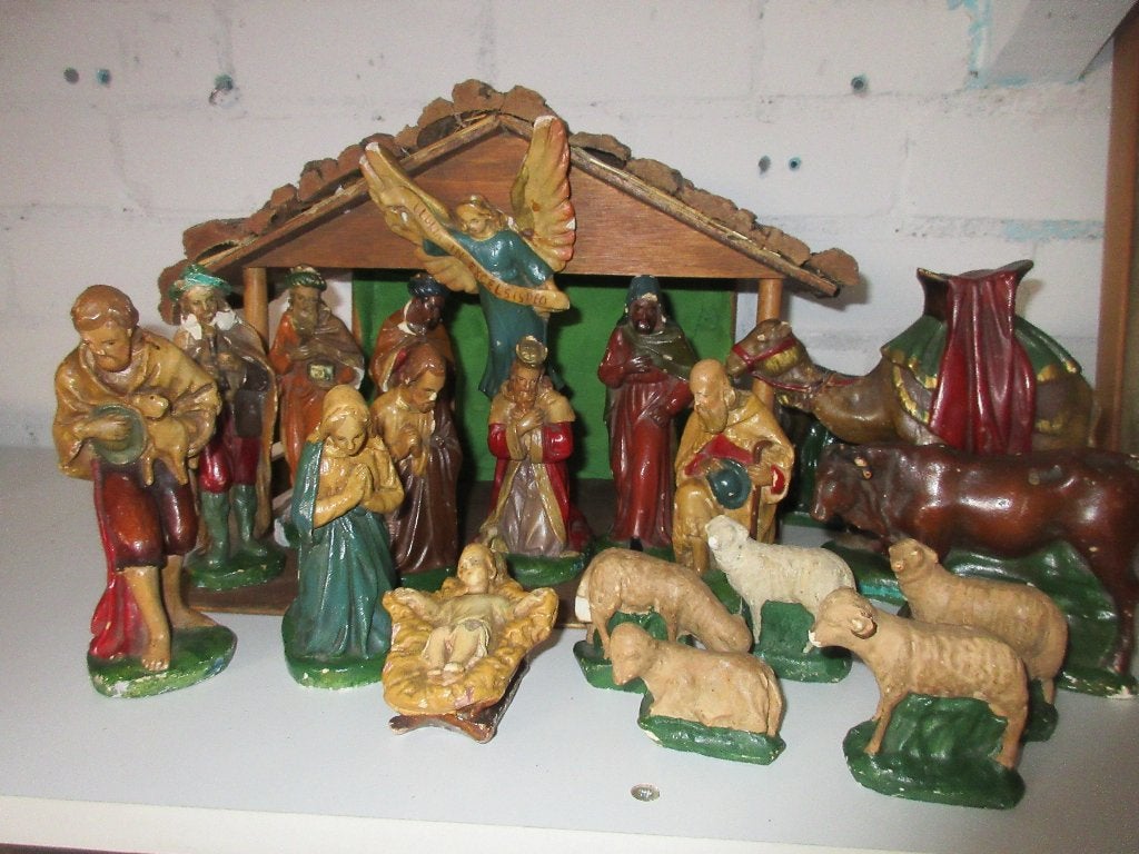 Antieke kerststal figuren, Diversen, Ophalen of Verzenden, Gebruikt