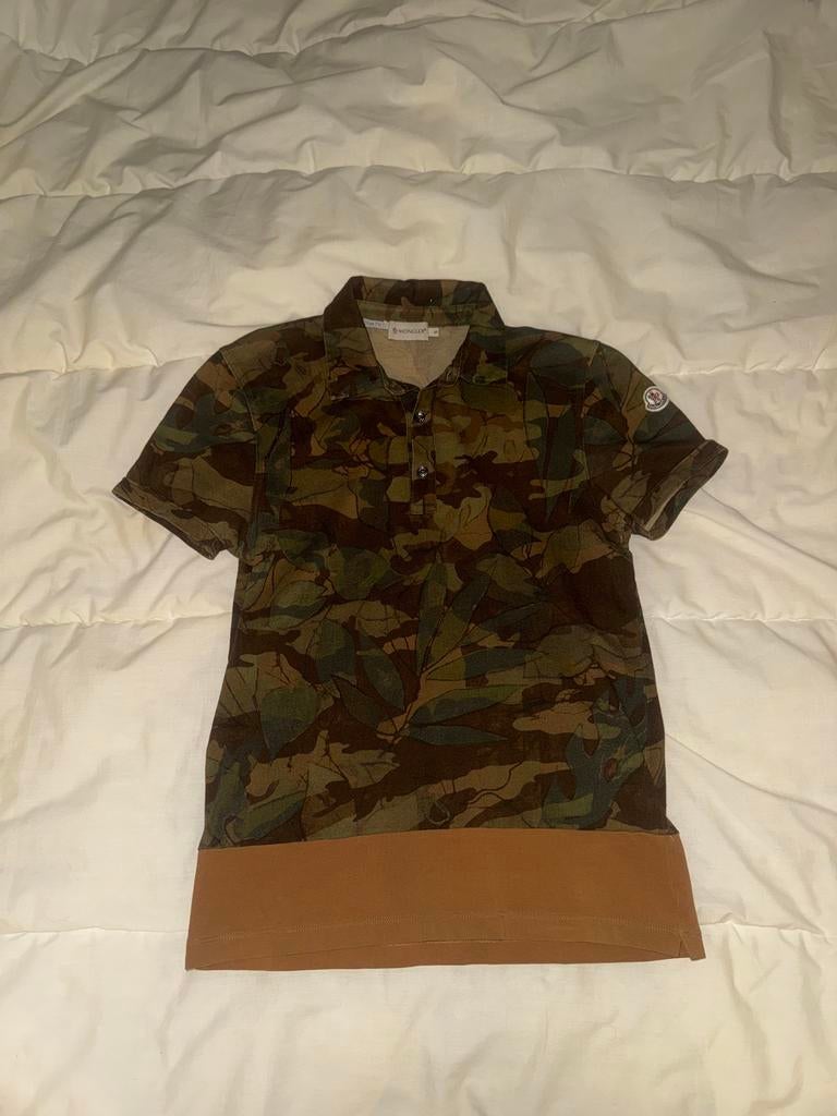 Moncler Camouflage Polo Shirt - Maat S, Ophalen of Verzenden, Zo goed als nieuw, Maat 46 (S) of kleiner, Groen