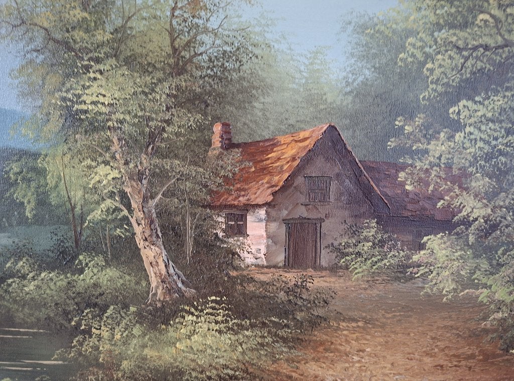 Romantisch olieverfschilderij van L. Grant., Origineel werk, Doek, Realistisch, Ophalen of Verzenden