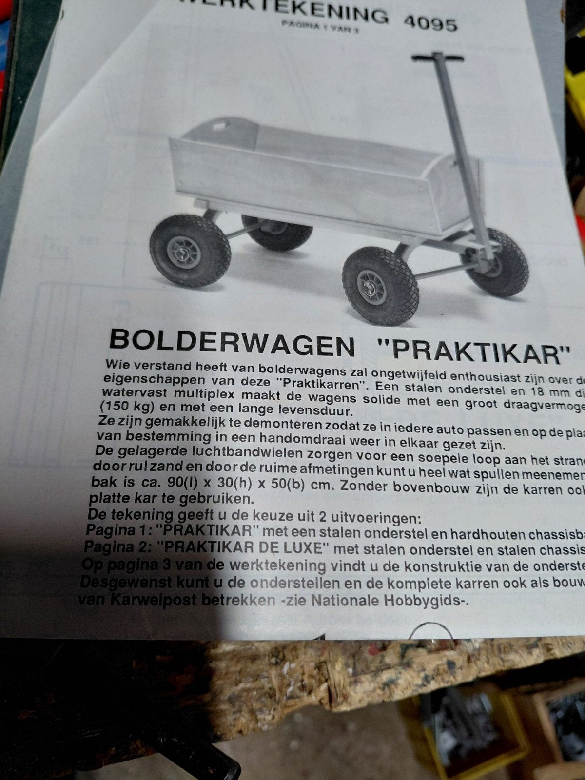 Bouwtekening van een Bolderkar., Ophalen of Verzenden
