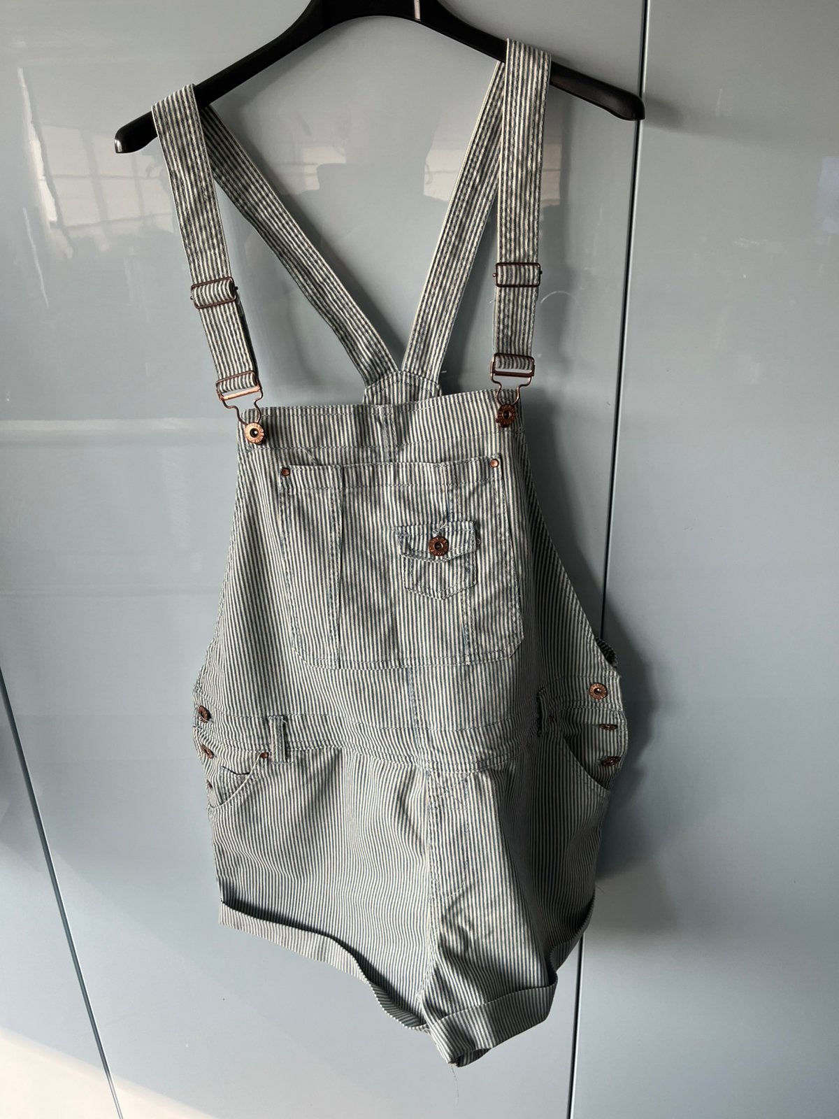 Atmosphere jumpsuit kort blauw/wit gestreept maat 42 tuinpak, Ophalen of Verzenden, Zo goed als nieuw, Maat 42/44 (L), Blauw
