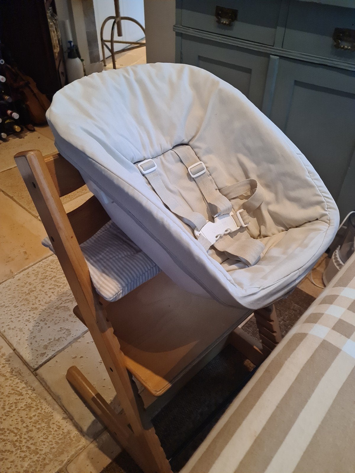 Stokke Newborn zitje - eerste generatie, Ophalen, Gebruikt, Meegroeistoel, Gordel(s)