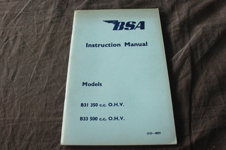 BSA B31 B33  1965 motorcycle intruction manual 350cc 500cc, Ophalen of Verzenden, Overige merken