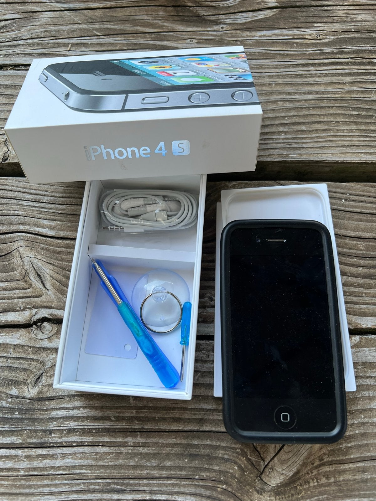 Apple iPhone 4S Zwart met doos en accessoires, Telecommunicatie, Mobiele telefoons | Apple iPhone, Ophalen, Gebruikt, Zwart, Zonder simlock