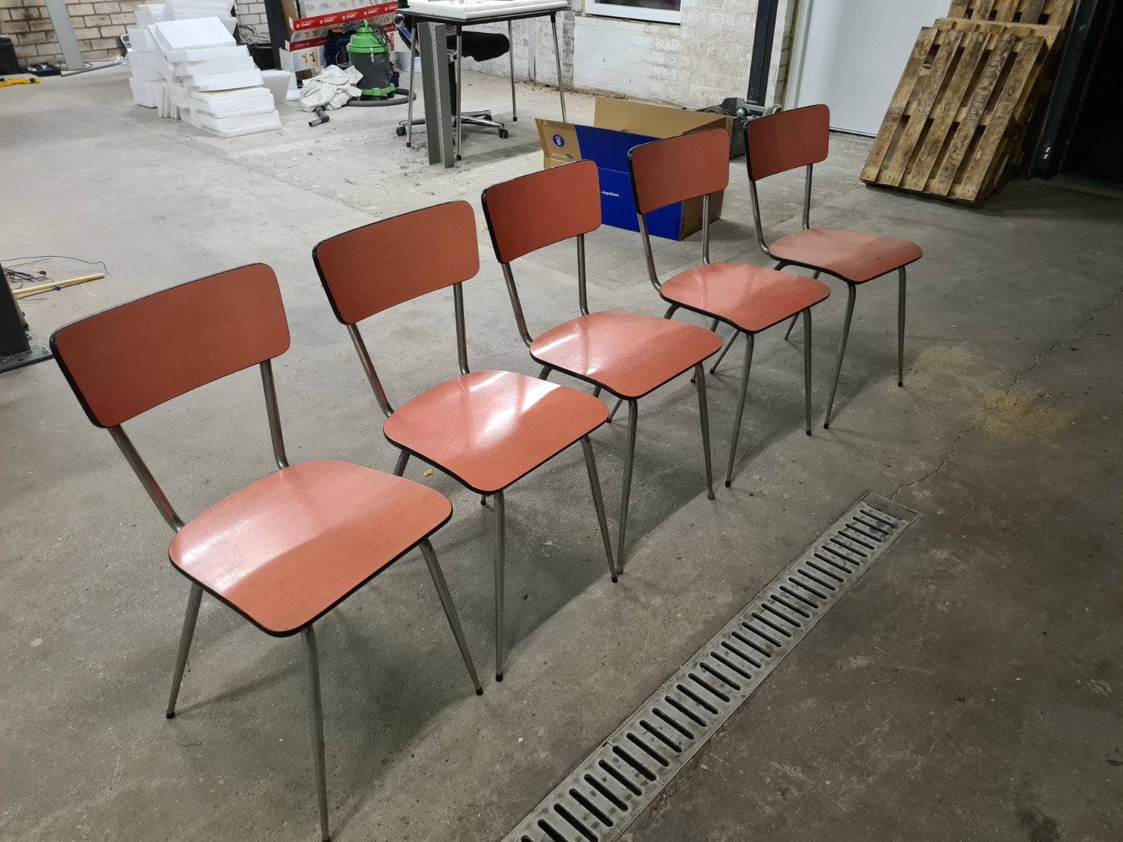 Retro Vintage Formica eethoek stoelen tafel, Huis en Inrichting, Ophalen, Gebruikt, Overige kleuren, Vijf, Zes of meer stoelen
