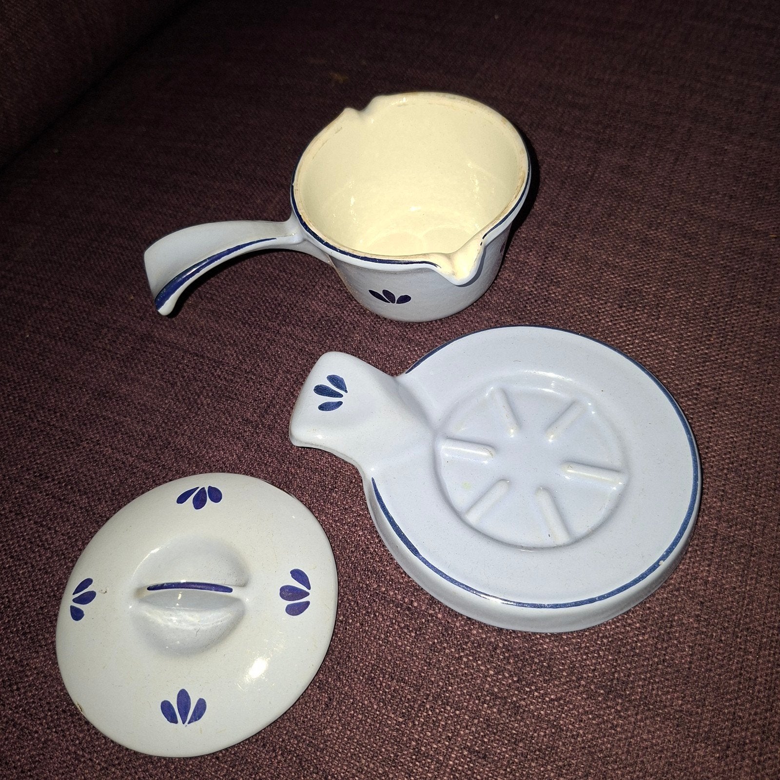 Vintage Delfts Blauw Sauskom met Deksel en Onderzetter, Ophalen