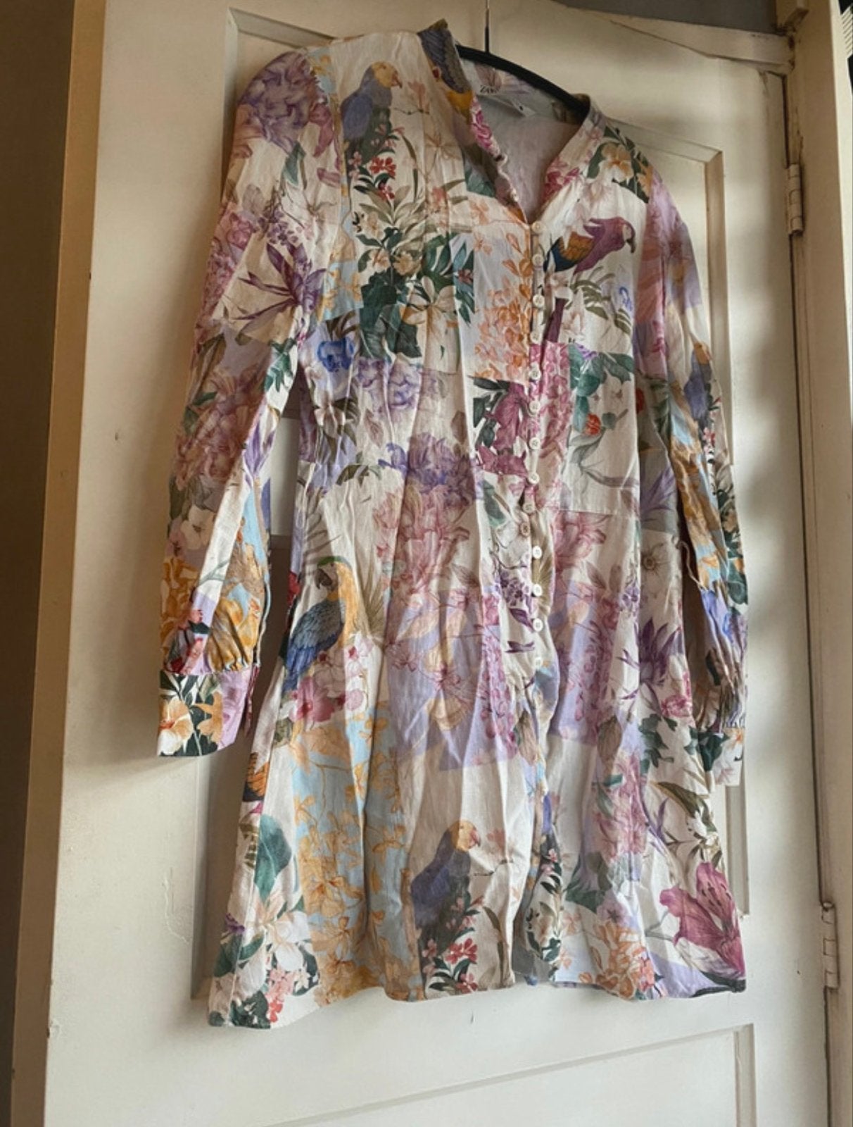 ZARA Bloemenprint blouse van linnen Maat L, Ophalen of Verzenden, Zo goed als nieuw, Maat 42/44 (L), Meerkleurig