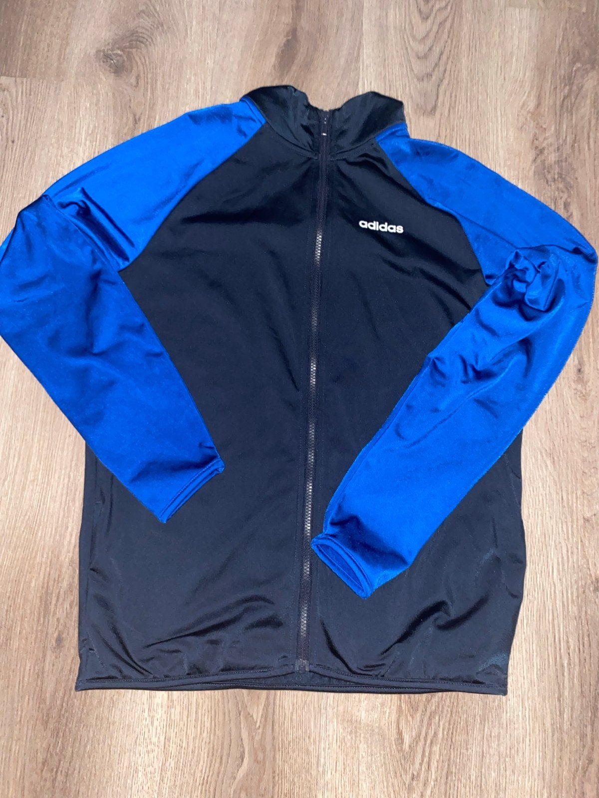 Adidas trainingsjack zwart/blauw - Maat XL (15-16 jaar), Ophalen of Verzenden, Zo goed als nieuw