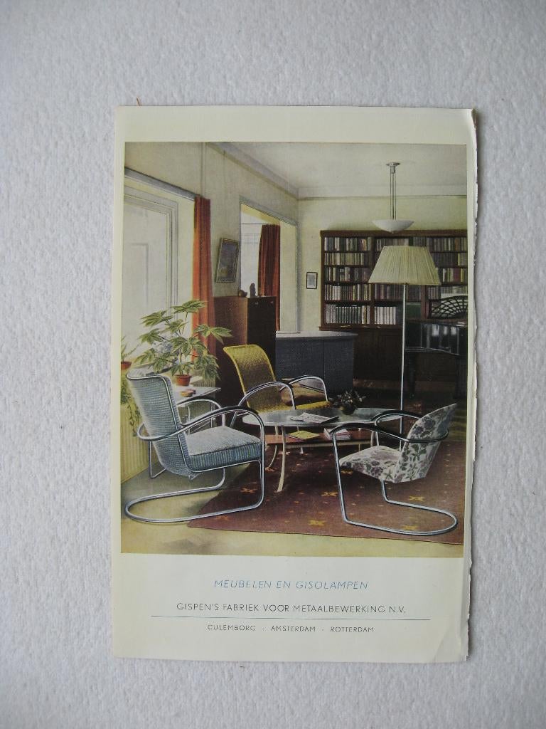 Oude reclame voor GISPEN meubelen en lampen (1952 ?), Verzenden, Gebruikt, Overige typen