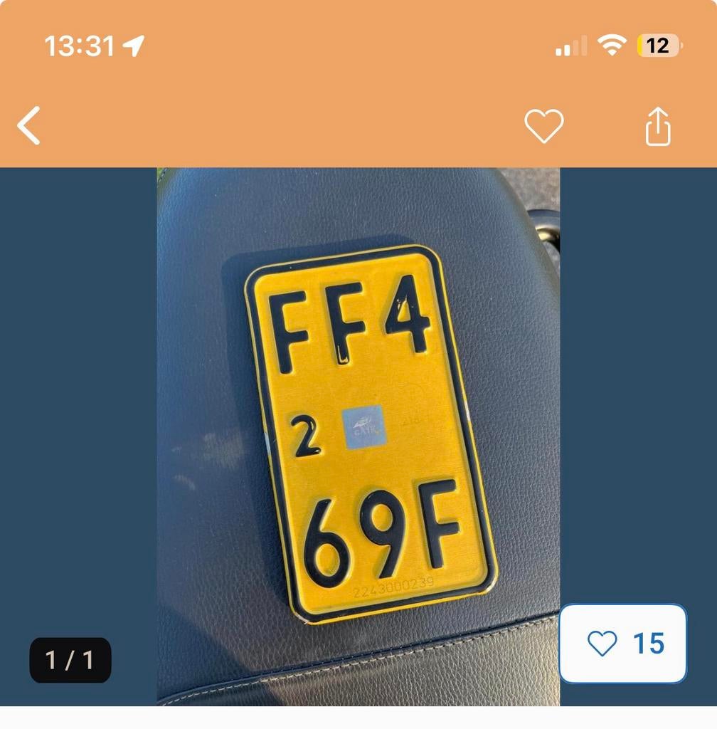 GEZOCHT een brom/snor kenteken plaat piaggio type 1/2/3,, Ophalen of Verzenden, Zo goed als nieuw, Frame