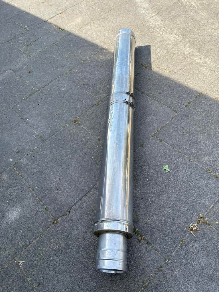 Kachelpijp dubbelwandig, Doe-het-zelf en Verbouw, Buizen en Afvoer, Ophalen, Gebruikt, Rvs, Minder dan 2 meter