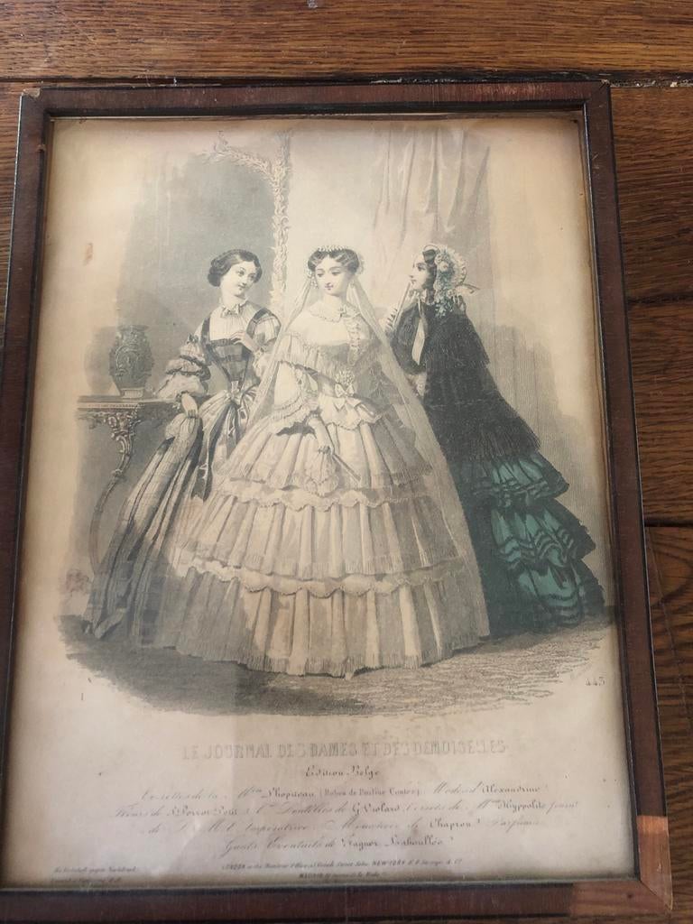Antieke Modeprent: Le Journal des Dames et des Demoiselles, Handgekleurd, 1800 - 1899, Mode, Ophalen of Verzenden