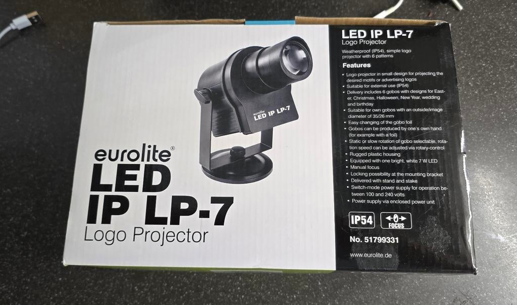 Eurolite LED IP LP-7 Logo Projector - Nieuw in doos, Audio, Tv en Foto, Beamers, Nieuw, LED, Overige resoluties, Ophalen of Verzenden