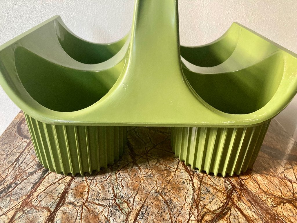Vintage flessenhouder CURVER olijfgroen jaren 70 flessenrek, N, Curver, Kunststof, Ophalen of Verzenden
