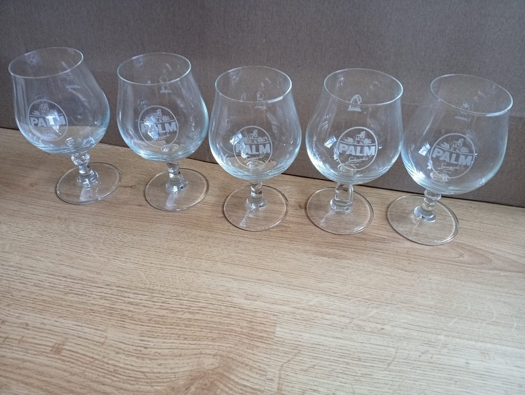 Set van 5 palm schaakglazen, Ophalen of Verzenden, Zo goed als nieuw, Glas of Glazen, Palm