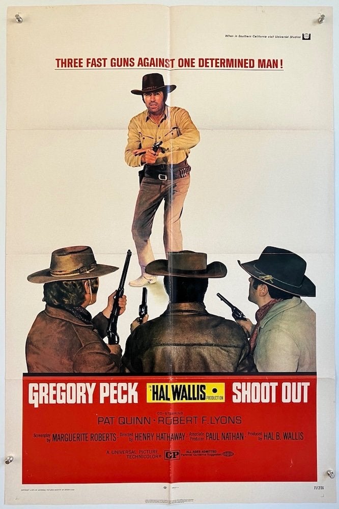 Shoot Out (1971) - Originele filmposter, Ophalen of Verzenden, Zo goed als nieuw, A1 t/m A3, Film en Tv