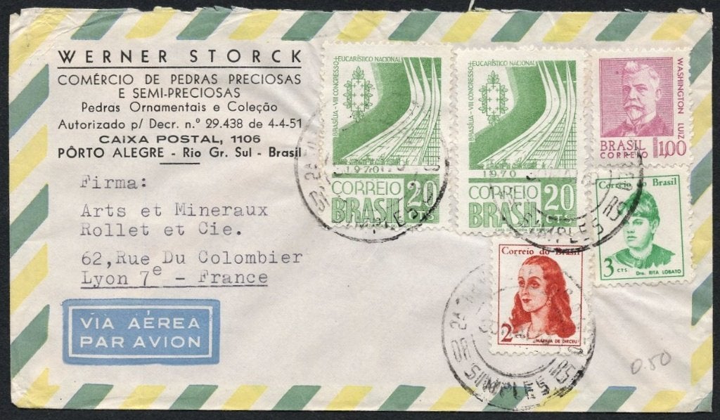 Brazilië - onderwerp mineralen, Verzenden, Brief